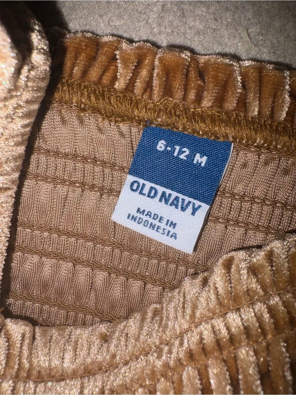 Old Navy Girls' Velvet Smocked Jumpsuit in Brown